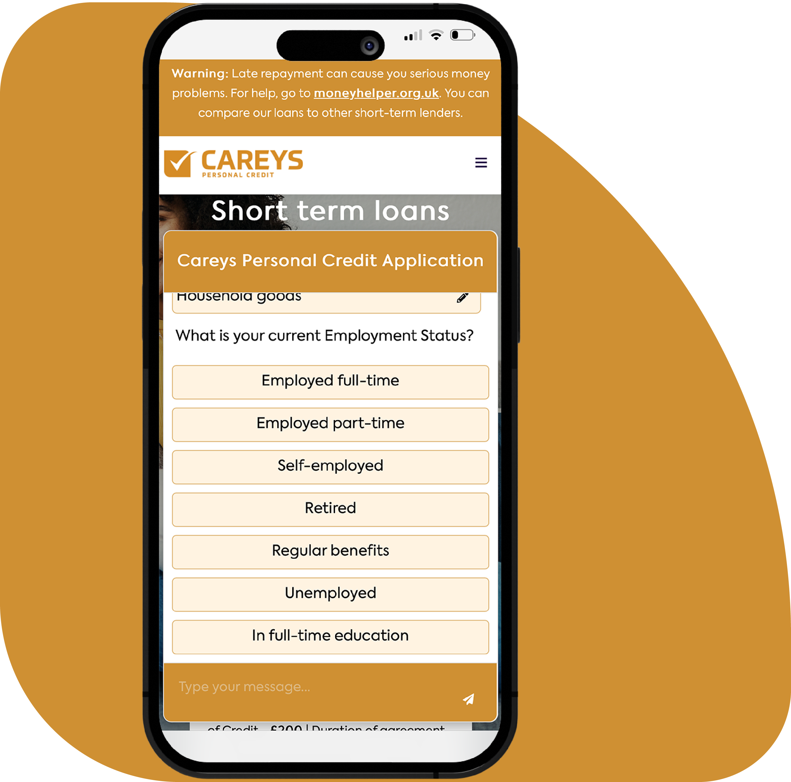Apply through your mobile phone